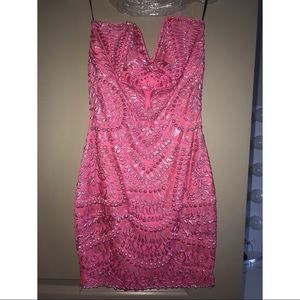 Holt Miami fully hand painted strapless dr…